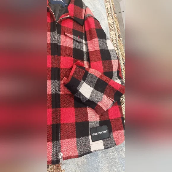 Calvin Klein Red and Black Plaid Jacket - Picture 4 of 10
